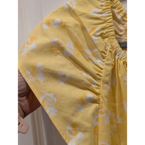 Banana Republic Yellow Floral Mini Dress S Cottagecore Coastal Summer Sundress - Picture 6 of 6